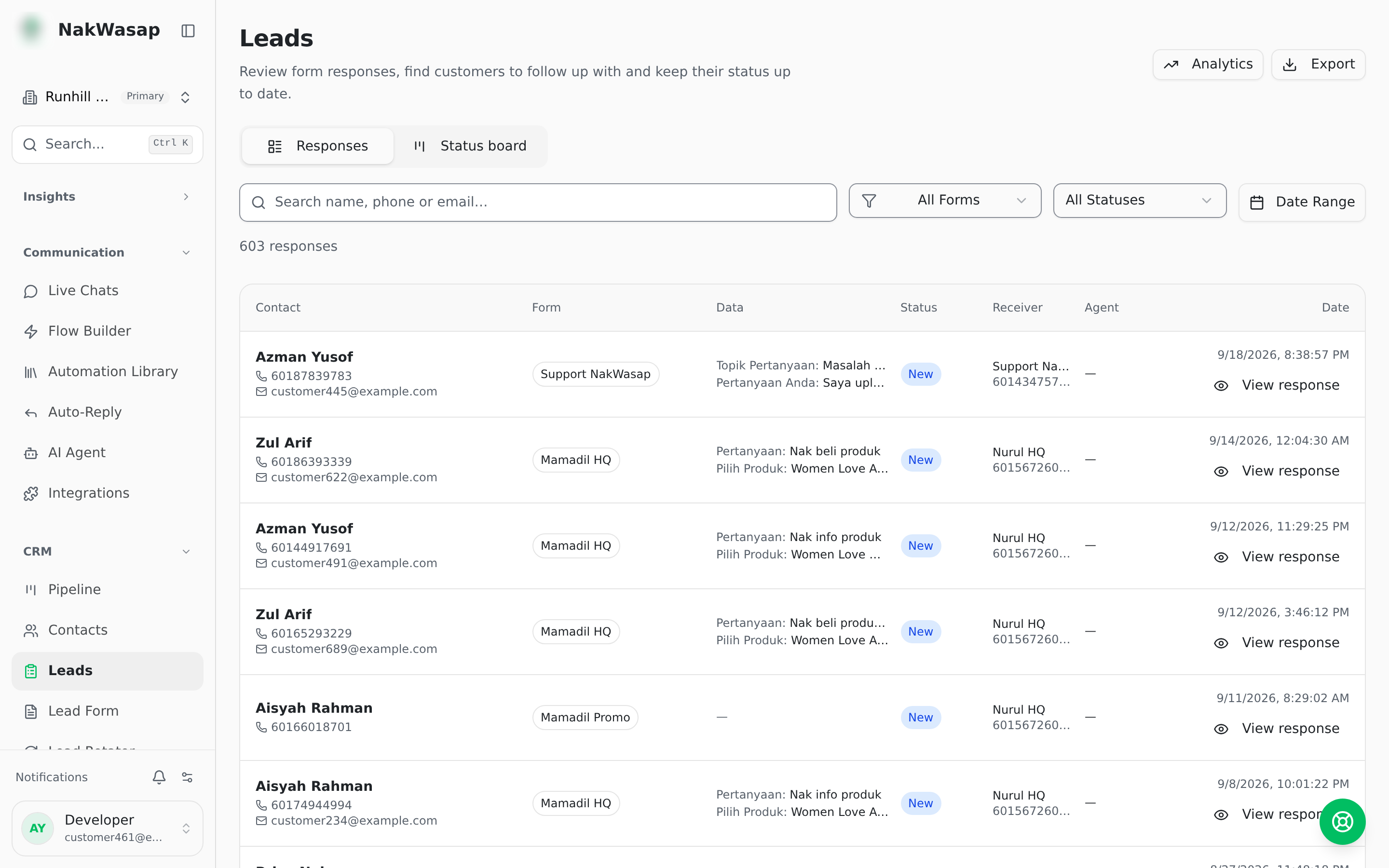 Leads in board view