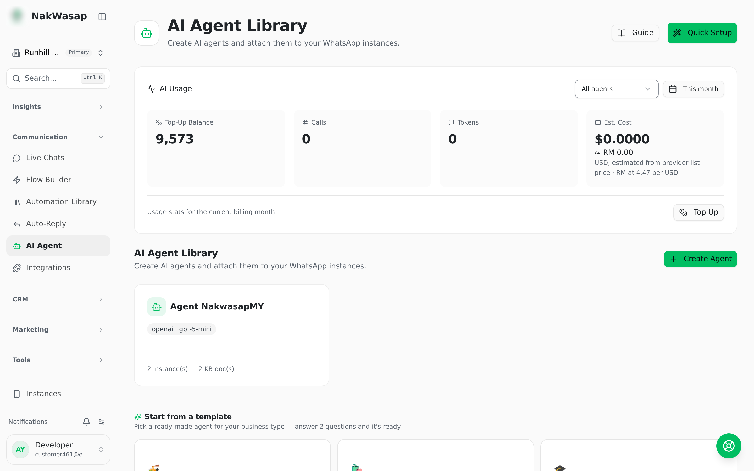 Agent configuration: model picker and prompt sections